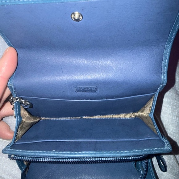 Coach Blue Leather Wallet with Clip - Picture 3 of 7